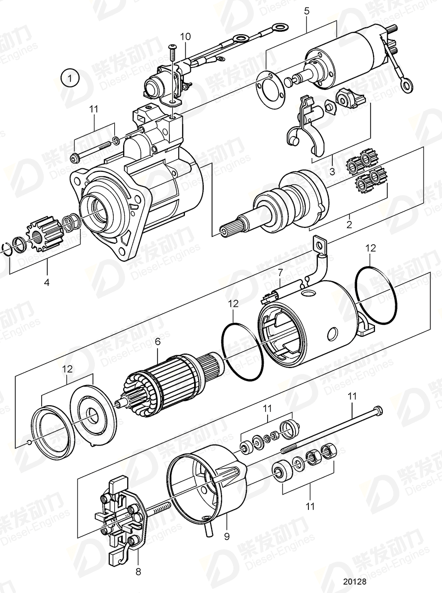 volvo penta Starter motor 21103722 Drawing volvo penta Starter motor 21103722 Drawing